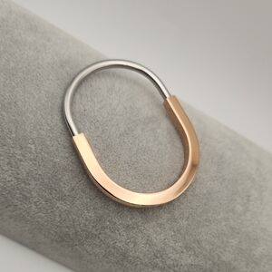 Modern Two-Tone Oval Link Bracelet | Silver Tone & Rose Gold | 18K Gold Plated